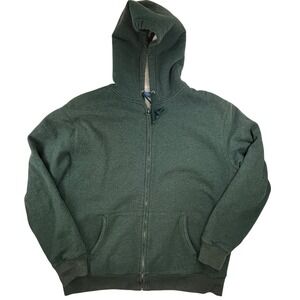 J. Crew Double Brushed Fleece Hoodie Full Zip Mens XL Heathered Green Sweatshirt